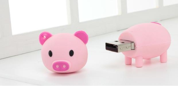 Pink Piggy Custom USB Memory Stick / USB Flash Drives Embossed