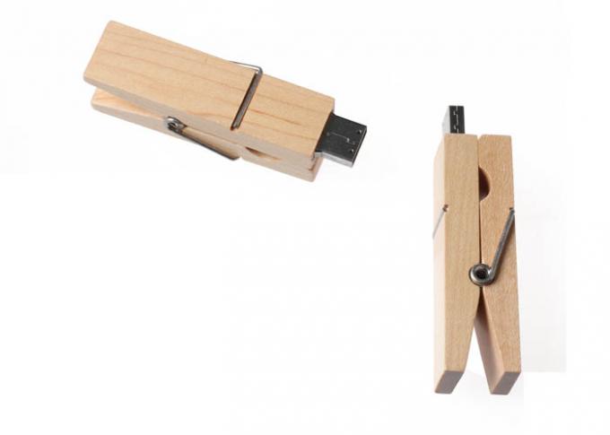 Storage 32G Bamboo USB Flash Drive Memory Stick Clothespin Shaped
