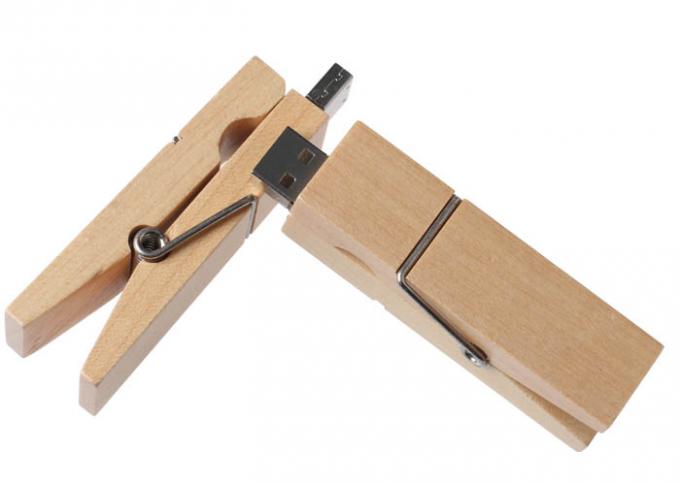 Storage 32G Bamboo USB Flash Drive Memory Stick Clothespin Shaped