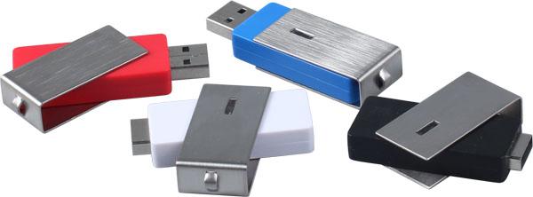 Red printed Swivel Plastic USB Flash Drive with metal clip