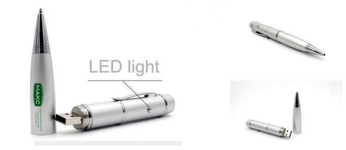 OEM Pendrive 8GB Metal Silver Pen USB Flash Drive With LED Light