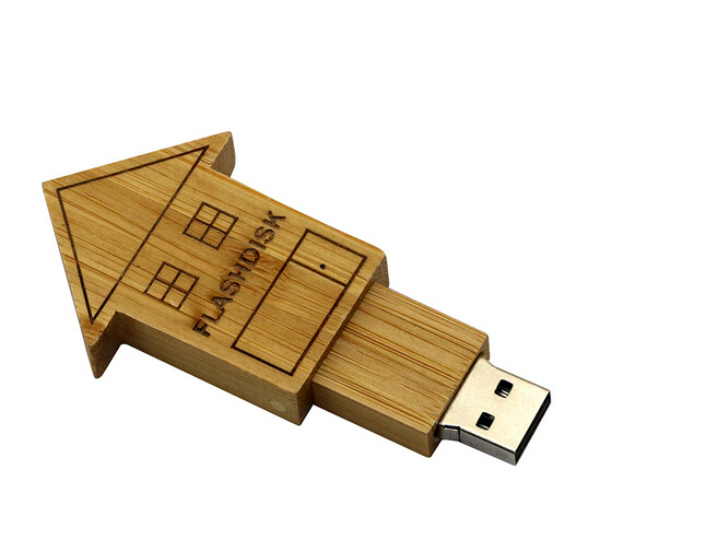 House Genuine 2.0 Wood USB Flash Drive , 8 Gig Customizable Thumb Drives