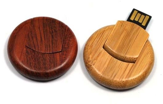 Round 8GB Bamboo Secure USB Drive USB 3.0 External Hard Drive