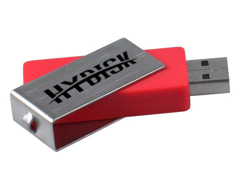 Red printed Swivel Plastic USB Flash Drive with metal clip