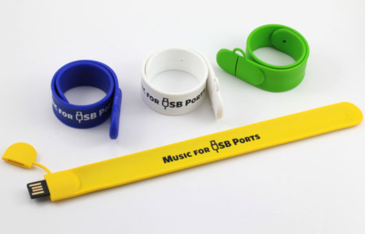 Large Capacity Slap Bracelet USB Flash Drive Yellow Hi-Speed USB 2.0